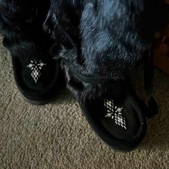 These are handmade boots. They are from an indigenous company in Canada. - Picture 3 of 5